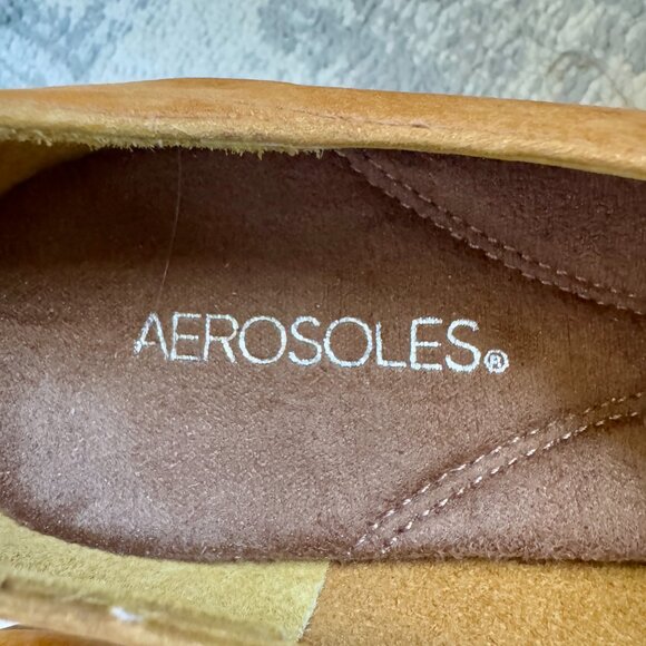 NWOT Aerosoles Tornado Tan Suede Wedge Mary Janes - Picture 11 of 15